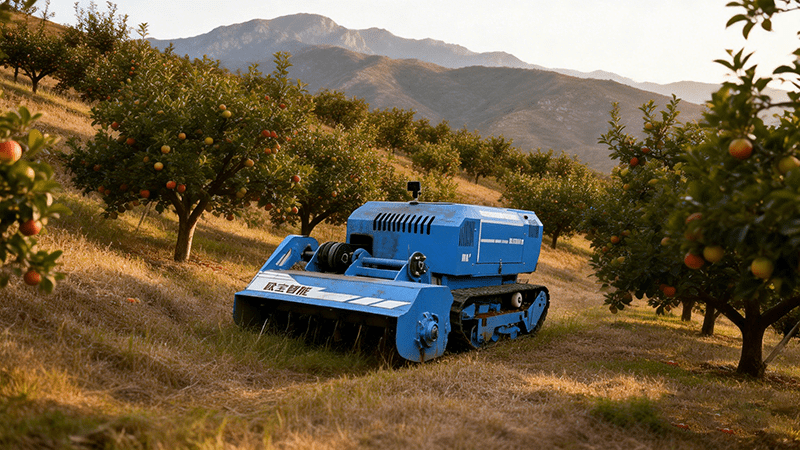smart tracked land clearing machine in orchard application