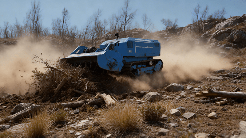 smart tracked land clearing machine for open land clearing