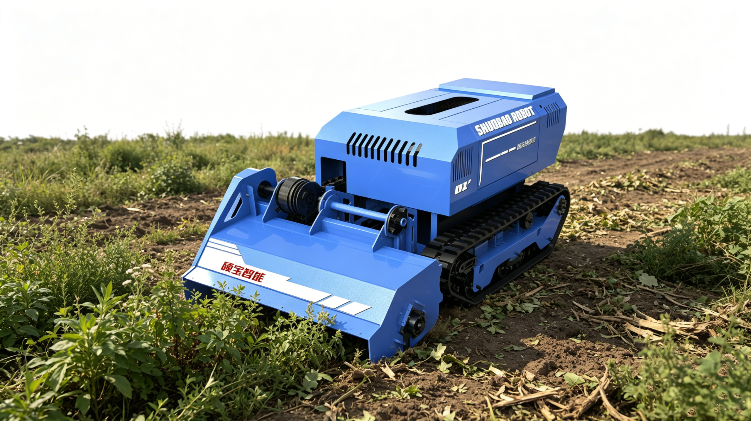 Remote control land clearing machine for vegetation management and brush clearing